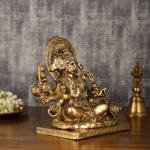 Pure Brass Superfine Panchmukhi Hanuman Blessing Statue 10" | Antique Finish | 4.8 kg Finely Detailed | Invoke Divine Blessings | 9" Width, 5" Depth